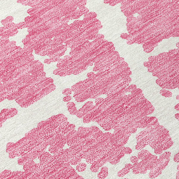 3' X 5' Pink and Ivory Abstract Washable Non Skid Indoor Outdoor Area Rug