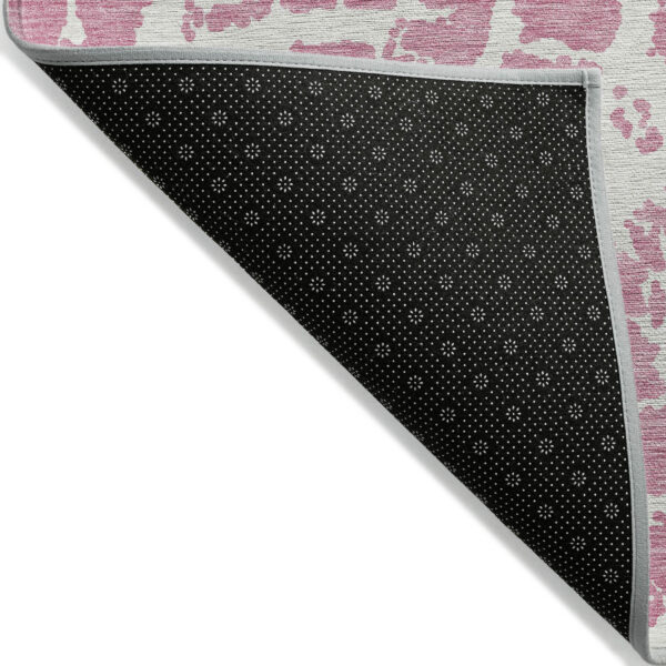 3' X 5' Pink and Ivory Abstract Washable Non Skid Indoor Outdoor Area Rug