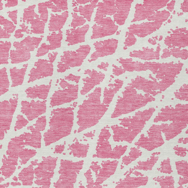 3' X 5' Pink and Ivory Abstract Washable Non Skid Indoor Outdoor Area Rug