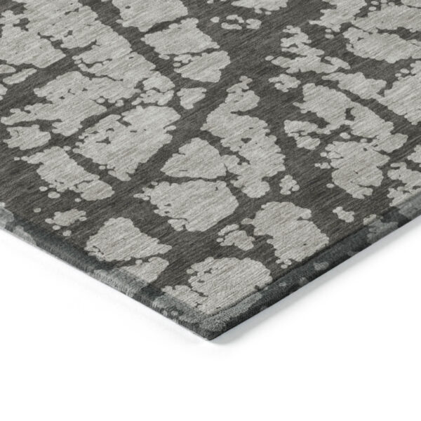 5' X 8' Gray and Black Abstract Washable Non Skid Indoor Outdoor Area Rug