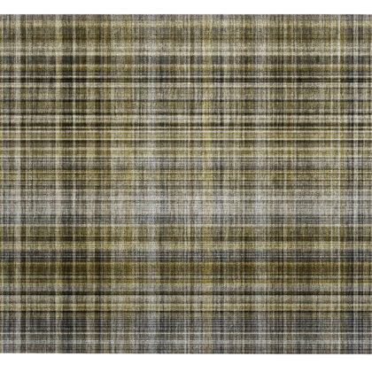 2' X 3' Green Beige and Gray Plaid Washable Non Skid Indoor Outdoor Area Rug