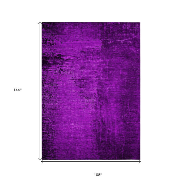 9' X 12' Purple Abstract Washable Non Skid Indoor Outdoor Area Rug