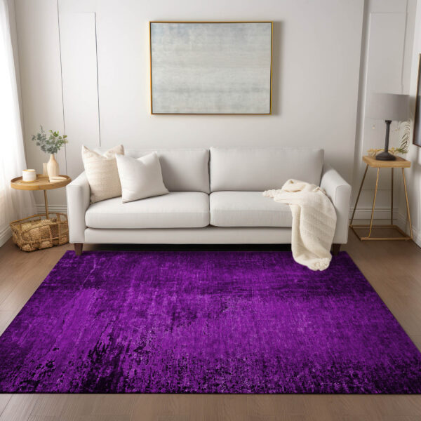 9' X 12' Purple Abstract Washable Non Skid Indoor Outdoor Area Rug