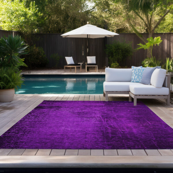 9' X 12' Purple Abstract Washable Non Skid Indoor Outdoor Area Rug