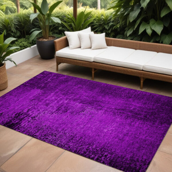 9' X 12' Purple Abstract Washable Non Skid Indoor Outdoor Area Rug
