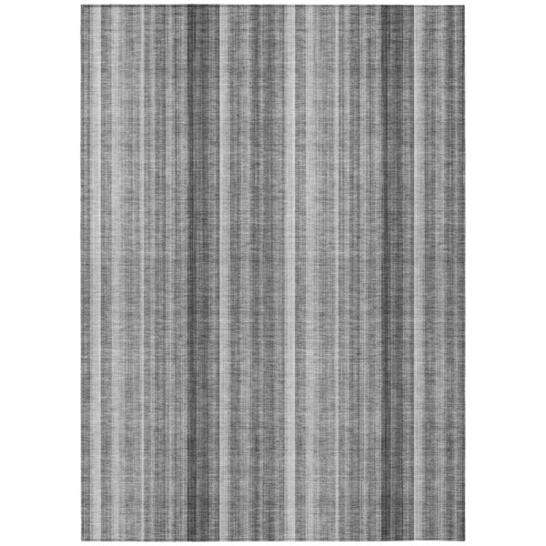 3' X 5' Gray Striped Washable Non Skid Indoor Outdoor Area Rug