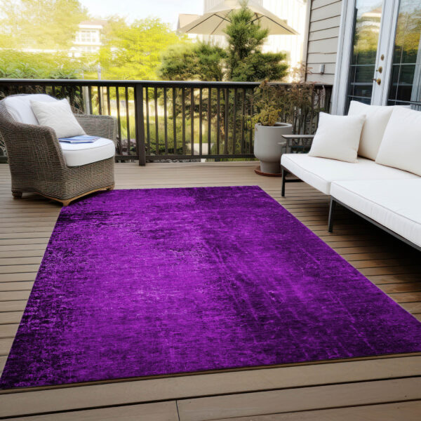 5' X 8' Purple Abstract Washable Non Skid Indoor Outdoor Area Rug