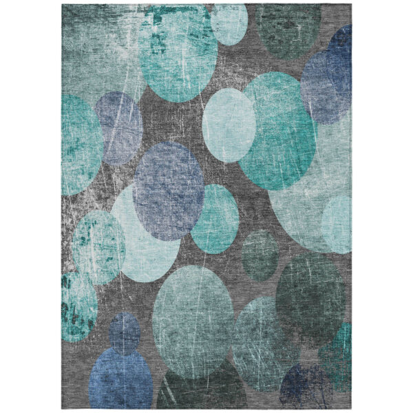 10' X 14' Gray Blue and Purple Abstract Washable Non Skid Indoor Outdoor Area Rug