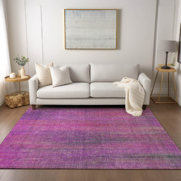 3' X 5' Lilac Striped Washable Non Skid Indoor Outdoor Area Rug