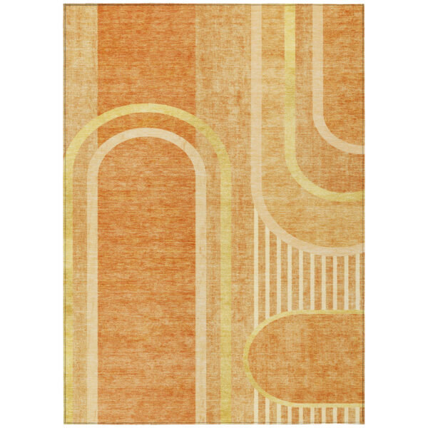 3' X 5' Terra Cotta Abstract Washable Indoor Outdoor Area Rug