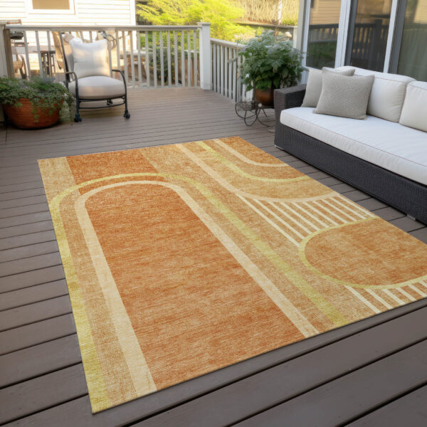 3' X 5' Terra Cotta Abstract Washable Indoor Outdoor Area Rug