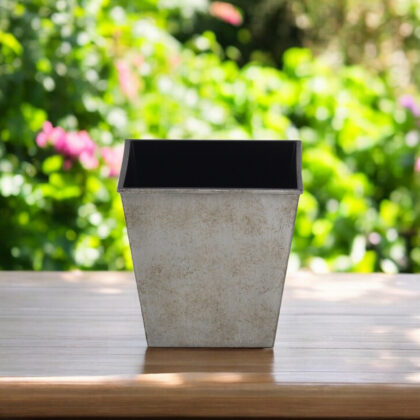 5" Gray Recycled Plastic Indoor Outdoor Square Pot Planter