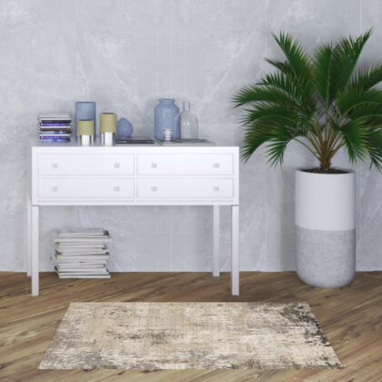 3' X 5' Beige Grey Ivory Tan And Brown Abstract Power Loom Stain Resistant Area Rug