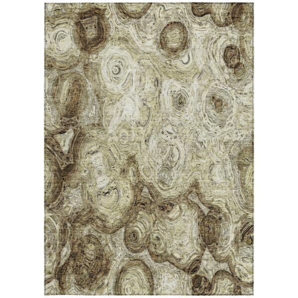 5' X 8' Beige Taupe And Brown Abstract Washable Indoor Outdoor Area Rug