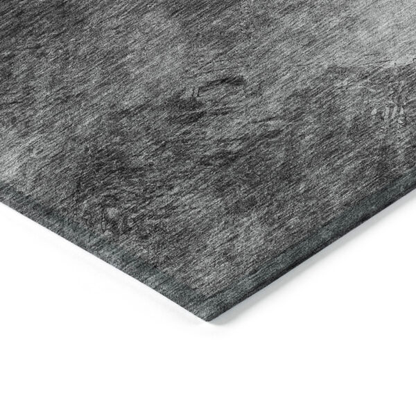 10' X 14' Gray Charcoal And Silver Abstract Washable Indoor Outdoor Area Rug