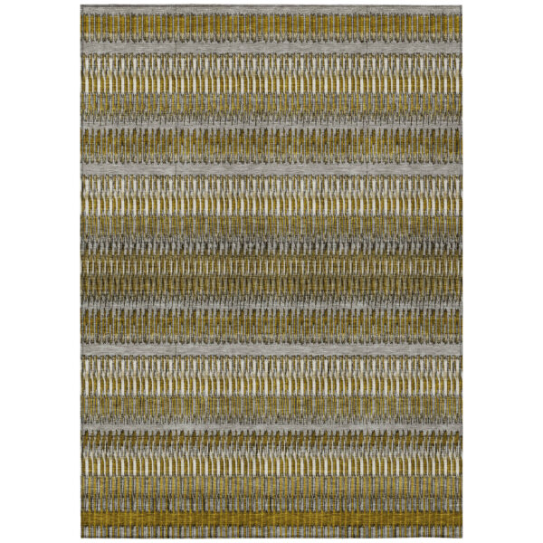 10' X 14' Coffee And Taupe Striped Washable Indoor Outdoor Area Rug