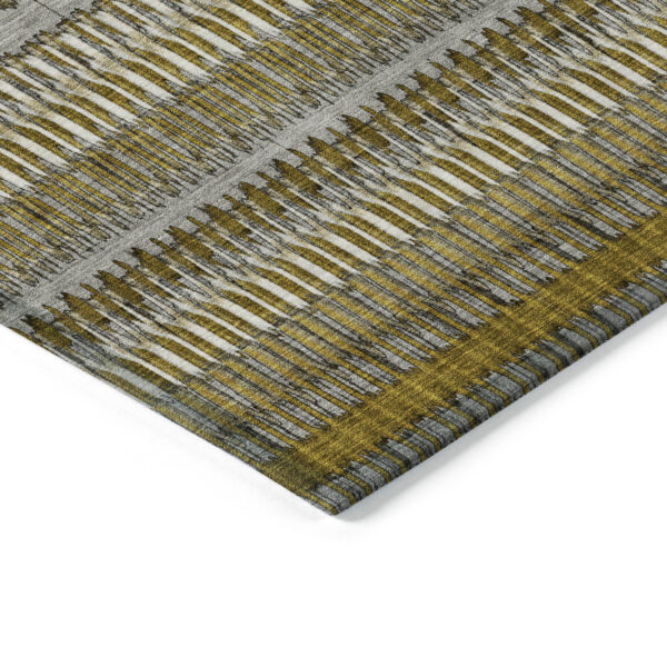 10' X 14' Coffee And Taupe Striped Washable Indoor Outdoor Area Rug