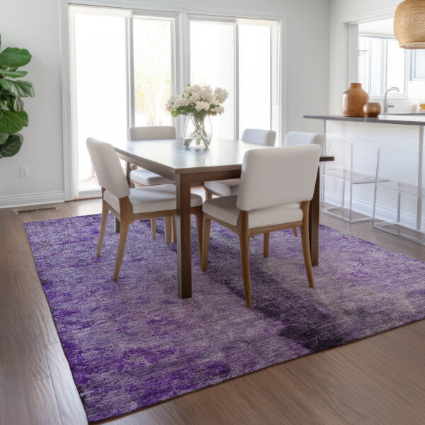 10' X 14' Purple And Lavender Abstract Washable Indoor Outdoor Area Rug