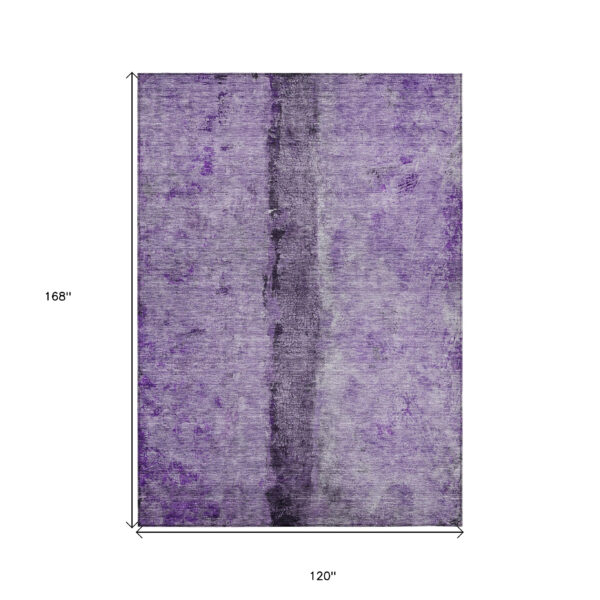 10' X 14' Purple And Lavender Abstract Washable Indoor Outdoor Area Rug
