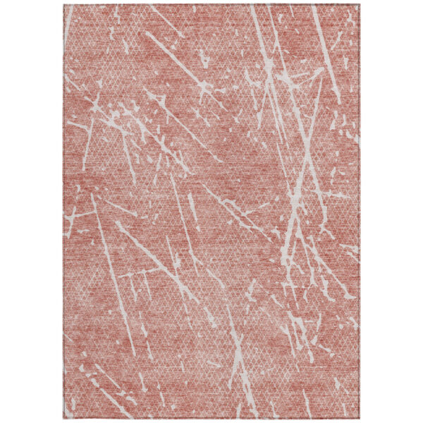 10' X 14' Blush And Ivory Abstract Washable Indoor Outdoor Area Rug
