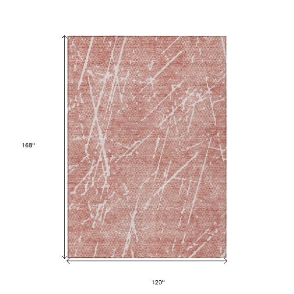 10' X 14' Blush And Ivory Abstract Washable Indoor Outdoor Area Rug