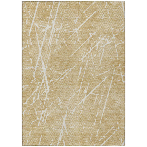 9' X 12' Beige And Ivory Abstract Washable Indoor Outdoor Area Rug