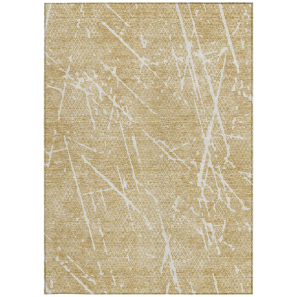 9' X 12' Beige And Ivory Abstract Washable Indoor Outdoor Area Rug