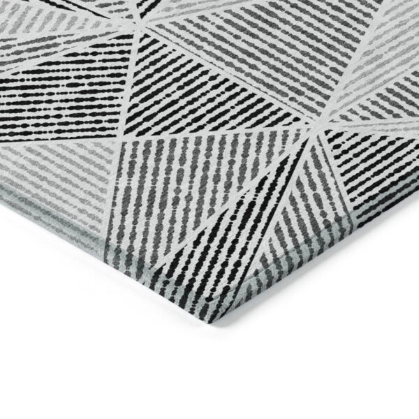 3' X 5' Pewter Charcoal And Gray Geometric Washable Indoor Outdoor Area Rug