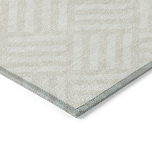 8' X 10' Ivory And Beige Geometric Washable Indoor Outdoor Area Rug