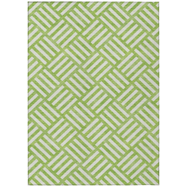 5' X 8' Lime Green And Ivory Geometric Washable Indoor Outdoor Area Rug
