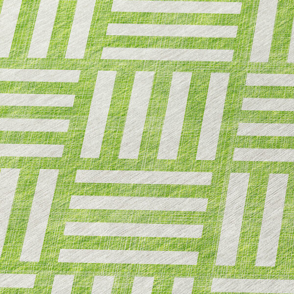 5' X 8' Lime Green And Ivory Geometric Washable Indoor Outdoor Area Rug