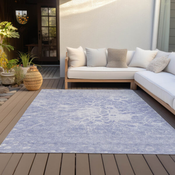 9' X 12' Lavender Ivory And Lilac Abstract Washable Indoor Outdoor Area Rug