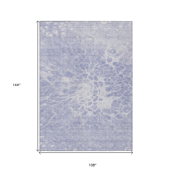9' X 12' Lavender Ivory And Lilac Abstract Washable Indoor Outdoor Area Rug