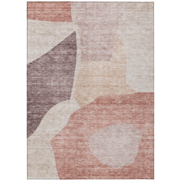 5' X 8' Blush Pink And Mauve Abstract Washable Indoor Outdoor Area Rug