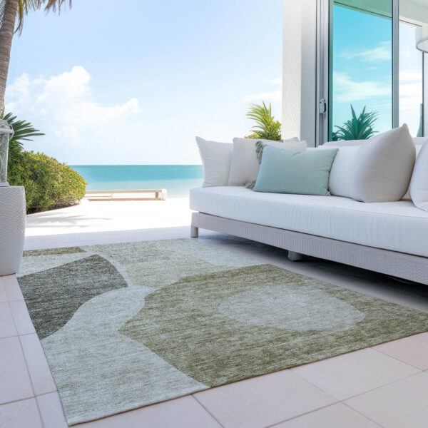 8' X 10' Taupe Brown And Beige Abstract Washable Indoor Outdoor Area Rug
