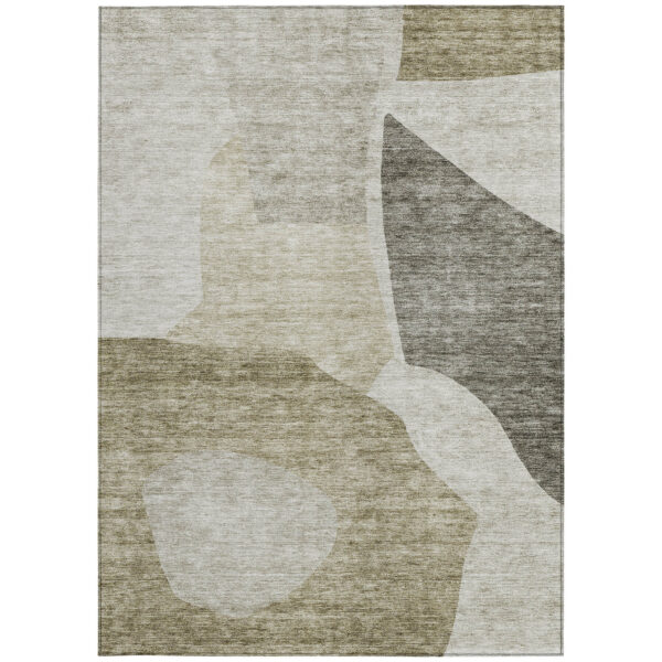 8' X 10' Taupe Brown And Beige Abstract Washable Indoor Outdoor Area Rug