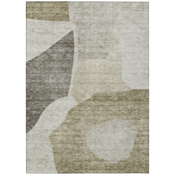 8' X 10' Taupe Brown And Beige Abstract Washable Indoor Outdoor Area Rug