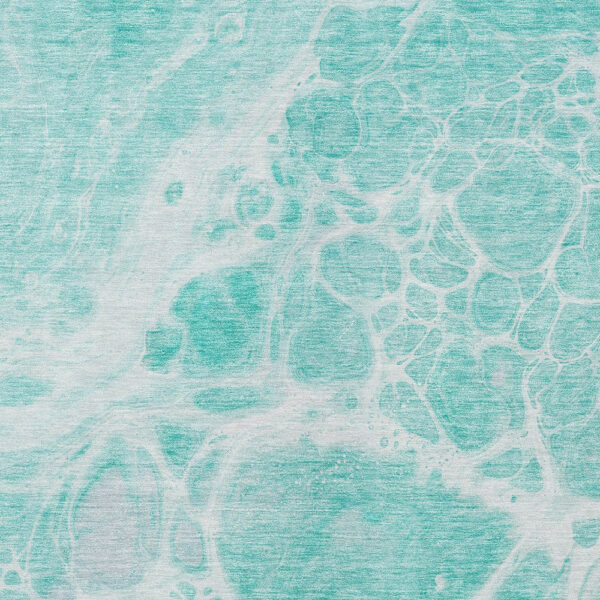 5' X 8' Aqua Teal Blue And Ivory Nautical Washable Indoor Outdoor Area Rug