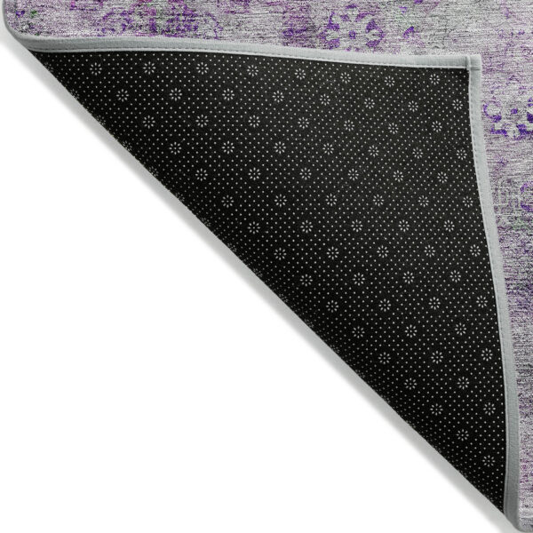 8' X 10' Purple Lavender And Gray Oriental Washable Indoor Outdoor Area Rug