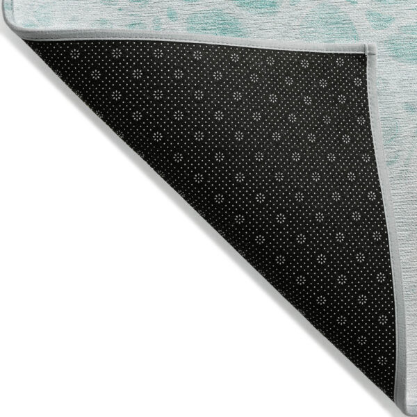 5' X 8' Aqua Teal Blue And Ivory Nautical Washable Indoor Outdoor Area Rug