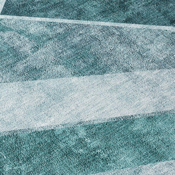 8' Teal Blue Aqua And Blue Round Geometric Washable Indoor Outdoor Area Rug