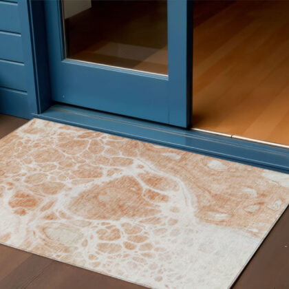 3' X 5' Copper And Ivory Nautical Washable Indoor Outdoor Area Rug