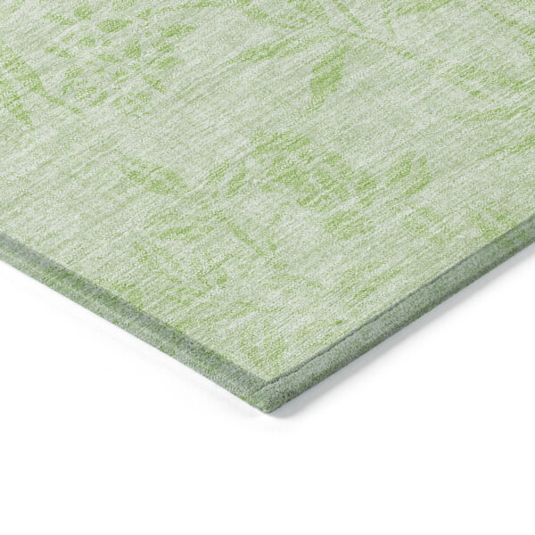 9' X 12' Mint Green Artichoke Green And Ivory Floral Washable Indoor Outdoor Area Rug