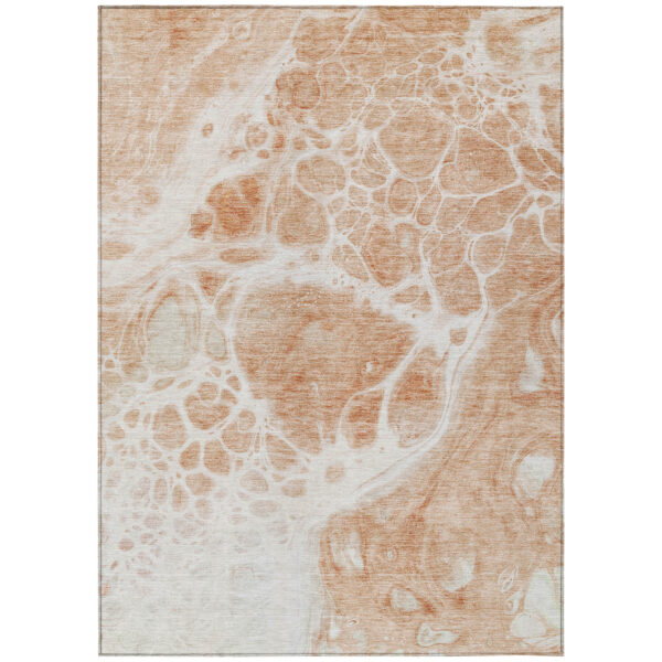 3' X 5' Copper And Ivory Nautical Washable Indoor Outdoor Area Rug