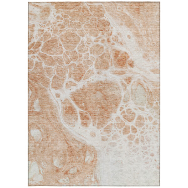 3' X 5' Copper And Ivory Nautical Washable Indoor Outdoor Area Rug