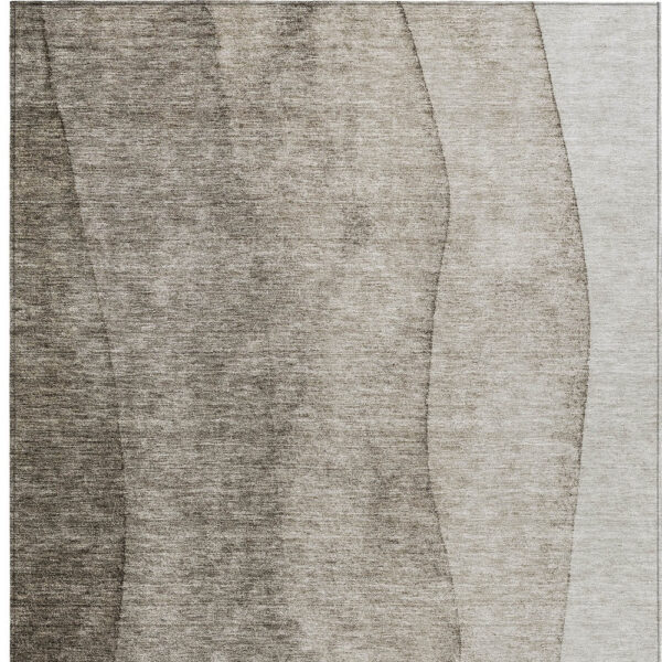 10' X 14' Taupe Brown And Ivory Ombre Washable Indoor Outdoor Area Rug