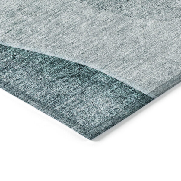 3' X 5' Teal Blue Aqua And Gray Abstract Washable Indoor Outdoor Area Rug