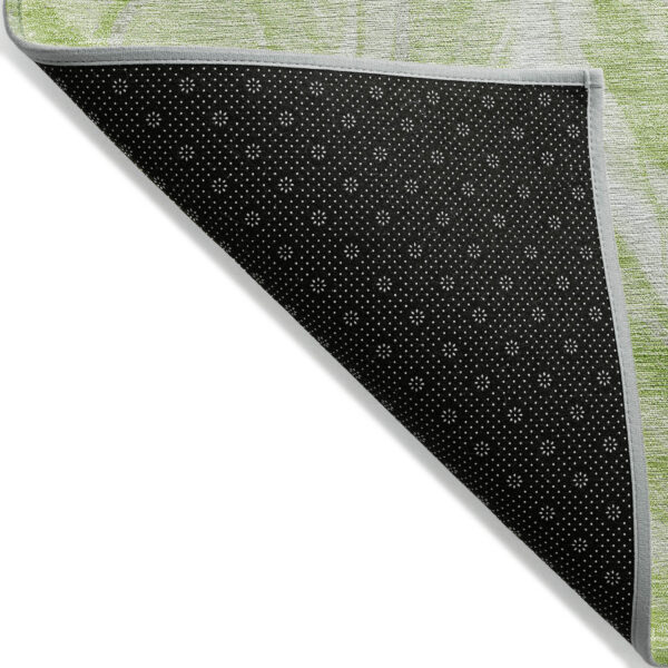 3' X 5' Green And Ivory Abstract Washable Indoor Outdoor Area Rug