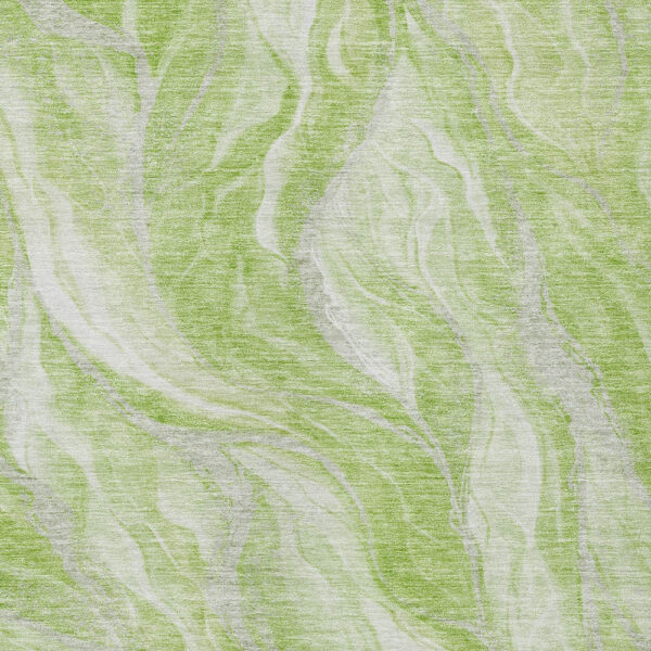 3' X 5' Green And Ivory Abstract Washable Indoor Outdoor Area Rug