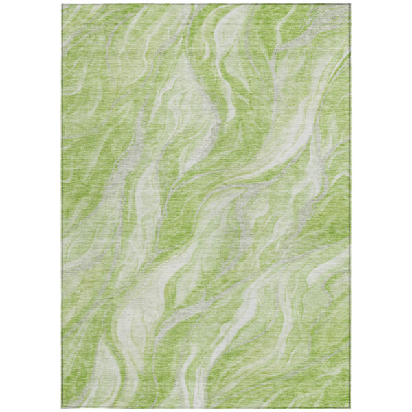 3' X 5' Green And Ivory Abstract Washable Indoor Outdoor Area Rug